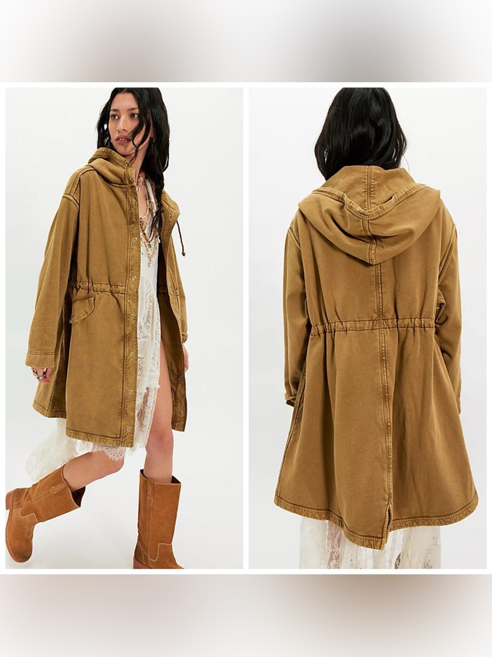 Free People Margo Oversized Cardi Aged Gold Brown Large Baggy Oversized Hoodie‎